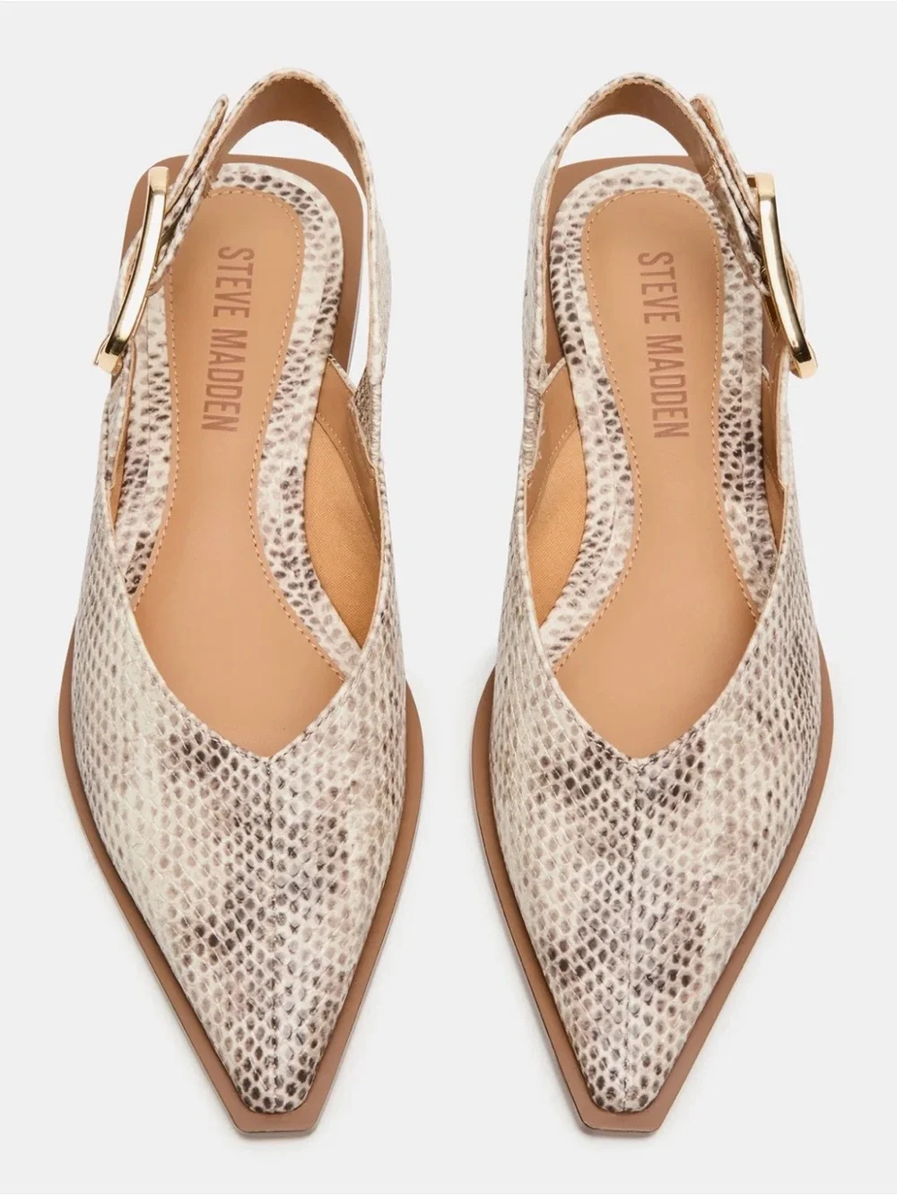 Steve Madden Snake-Print Pointed Slingback Flats